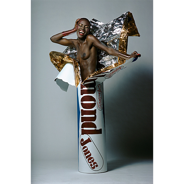 Pierre Houlès, photograph of Grace Jones "Candy bar girls", for the magazine “Lui” of June 1979, gelatin silver print laminated under plexiglass, signed, numbered and certificate of authenticity