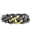 David Yurman Hammered Curb Chain bracelet in black silver and yellow gold - 00pp thumbnail
