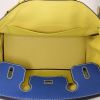Hermes Birkin 30 cm handbag in electric blue, yellow Soufre and etoupe bicolor Mysore leather - Detail D2 thumbnail