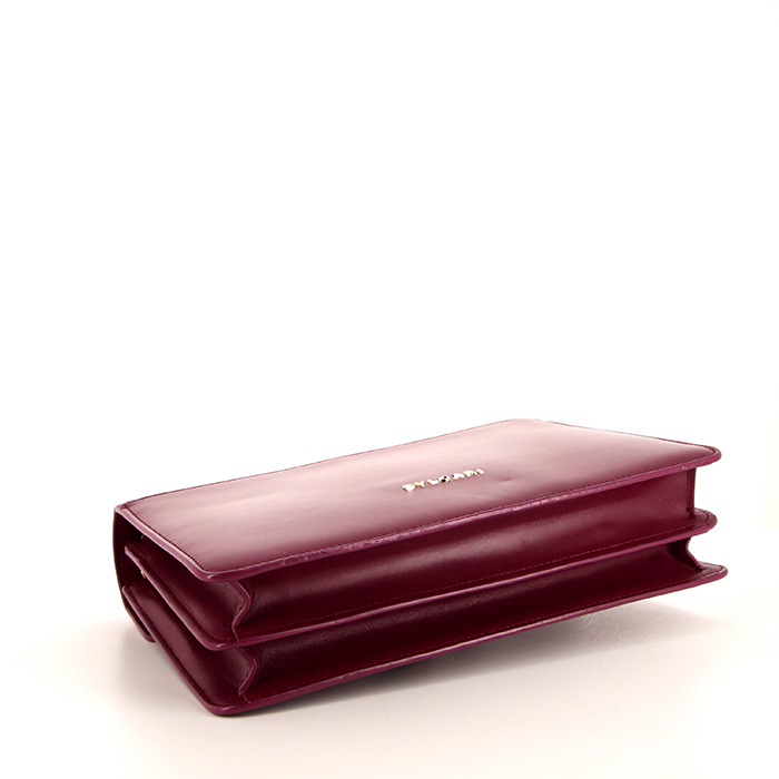 Sac porté épaule ou main Bulgari Serpenti en cuir rose-framboise et galuchat rose - Detail D5