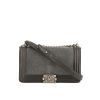 Chanel Boy shoulder bag in grey shagreen and grey leather - 360 thumbnail