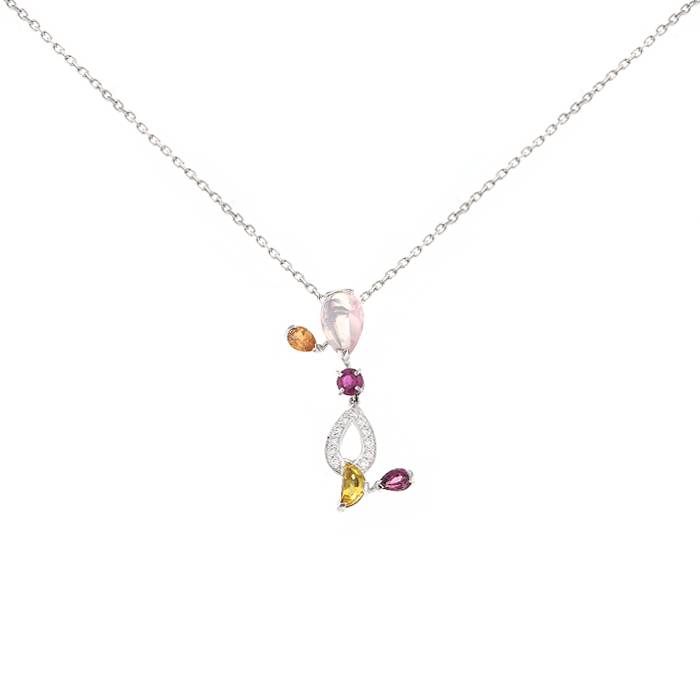 Collar Cartier Meli Melo en oro blanco,  diamantes y piedras de colores - 00pp