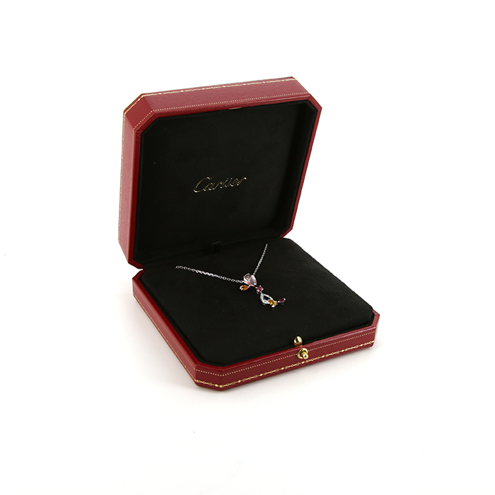 Collana Cartier Meli Melo in oro bianco,  diamanti e pietre colorate - Detail D2