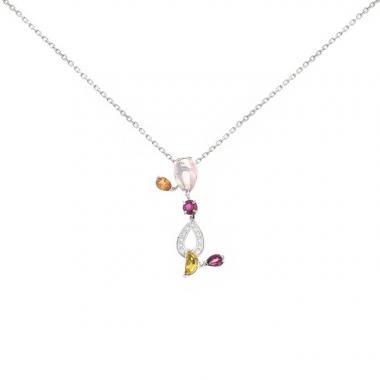 Collana Cartier Meli Melo in oro bianco,  diamanti e pietre colorate