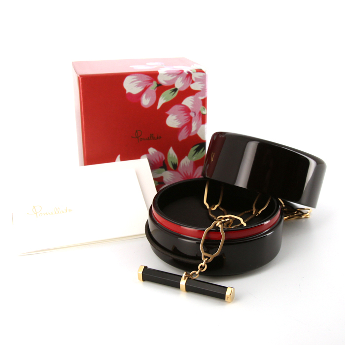 Collar Pomellato Victoria en oro rosa y azabache - Detail D2