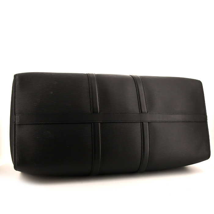 Bolso de fin de semana Louis Vuitton Keepall Editions Limitées en cuero Epi negro - Detail D5