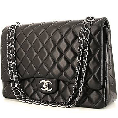 Bolso de mano Chanel Timeless Maxi Jumbo en cuero acolchado negro