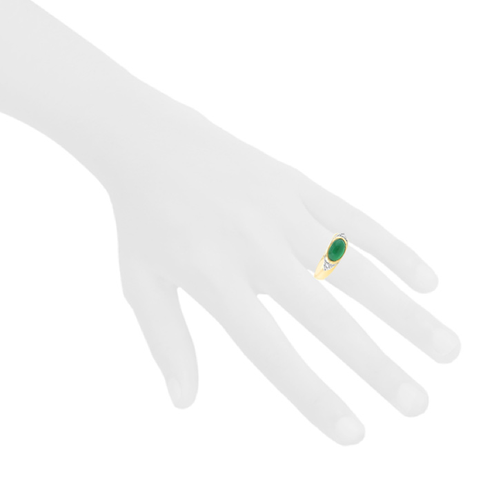 Anello Van Cleef & Arpels in oro giallo,  platino e crisoprasio - Detail D1