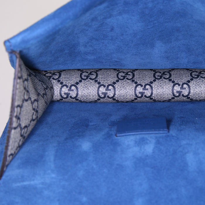 Sac bandoulière Gucci Dionysus mini en toile monogram beige et daim bleu - Detail D3