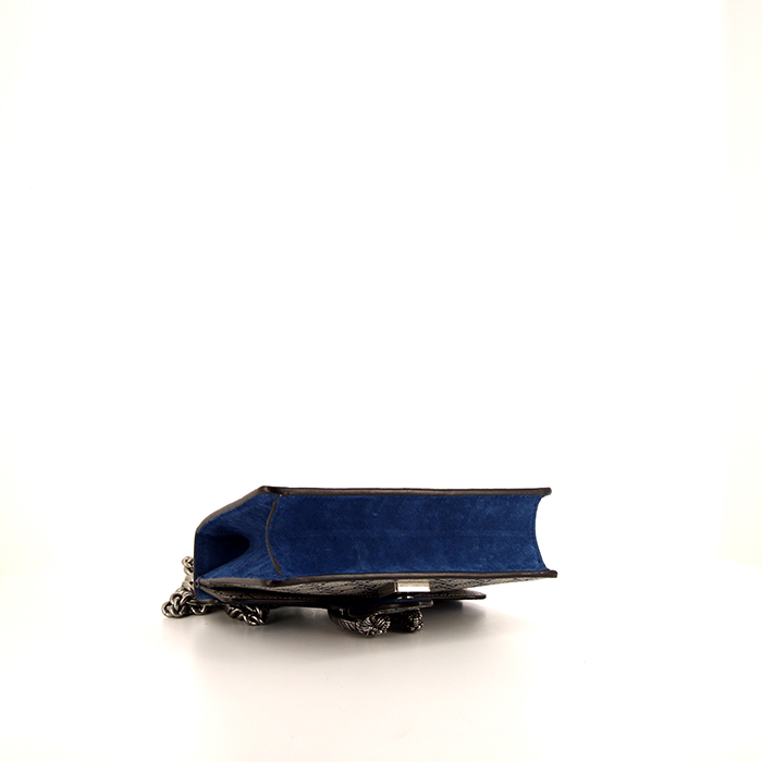 Sac bandoulière Gucci Dionysus mini en toile monogram beige et daim bleu - Detail D5