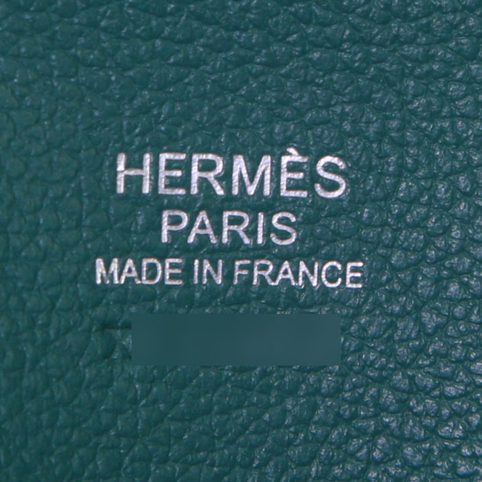 Sac à main Hermès Tool Box en cuir Swift Vert Veronese - Detail D4