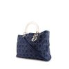 Dior Lady Dior large model handbag in blue denim canvas - 00pp thumbnail