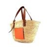 Bolso Cabás Loewe Basket bag modelo mediano en raffia y cuero naranja - 00pp thumbnail