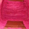 Shopping bag Balenciaga Classic City in rafia rosa e pelle marrone - Detail D2 thumbnail