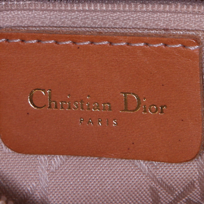 Dior Lady Dior medium model handbag in brown canvas cannage - Detail D3