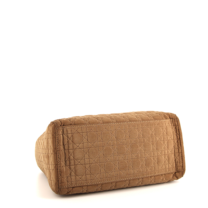 Dior Lady Dior medium model handbag in brown canvas cannage - Detail D4
