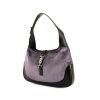 Gucci Jackie handbag in grey velvet and black leather - 00pp thumbnail