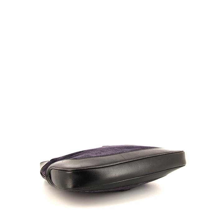 Borsa Gucci Jackie in velluto grigio e pelle nera - Detail D4