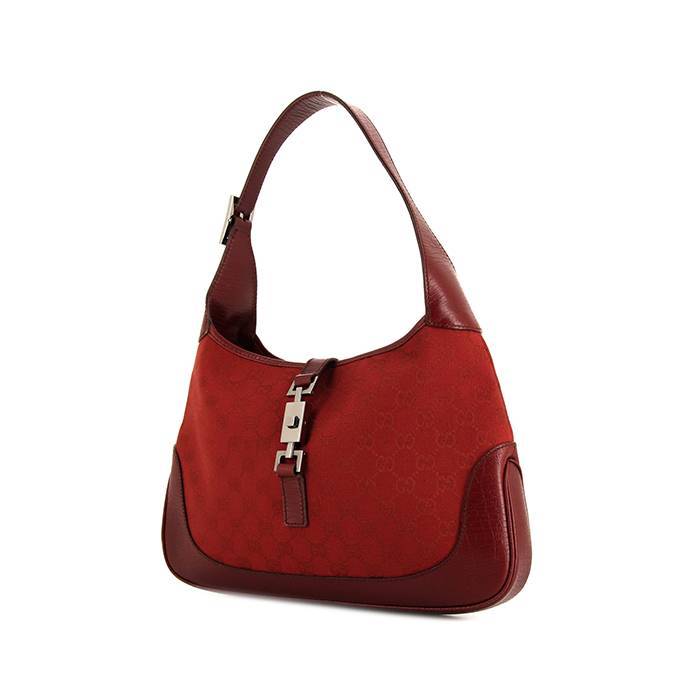 Gucci Jackie Vintage GG Canvas Leather Hobo Bag Red