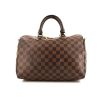 Louis Vuitton Speedy 30 shoulder bag in ebene damier canvas and brown leather - 360 thumbnail
