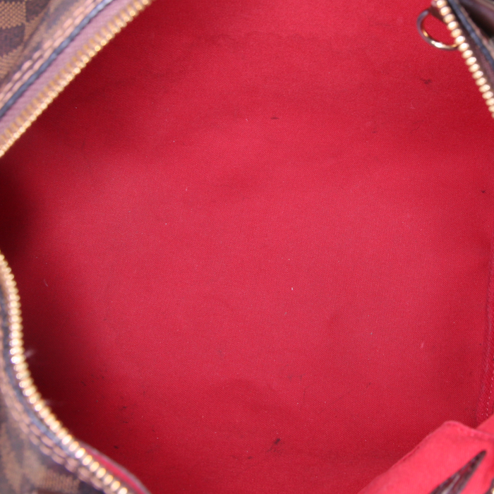 Borsa a tracolla Louis Vuitton Speedy 30 in tela a scacchi ebana e pelle marrone - Detail D3