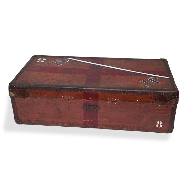 Louis Vuitton Champs Elysées mail trunk in brown leather and brown canvas - Detail D1