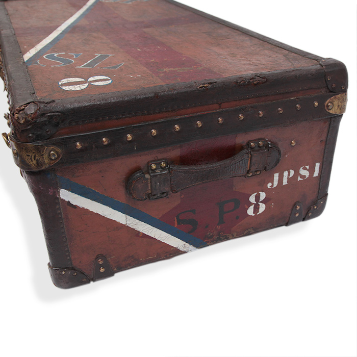 Louis Vuitton Champs Elysées mail trunk in brown leather and brown canvas - Detail D2