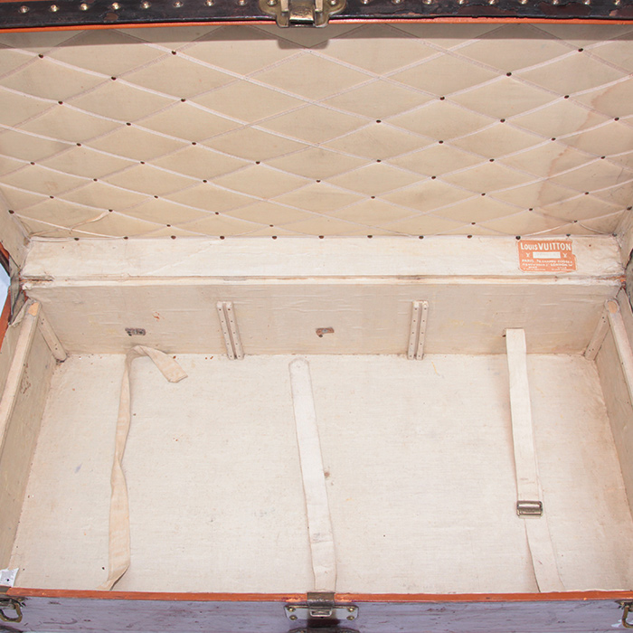 Louis Vuitton Champs Elysées mail trunk in brown leather and brown canvas - Detail D3