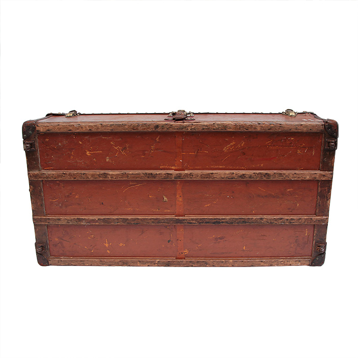 Louis Vuitton Champs Elysées mail trunk in brown leather and brown canvas - Detail D5