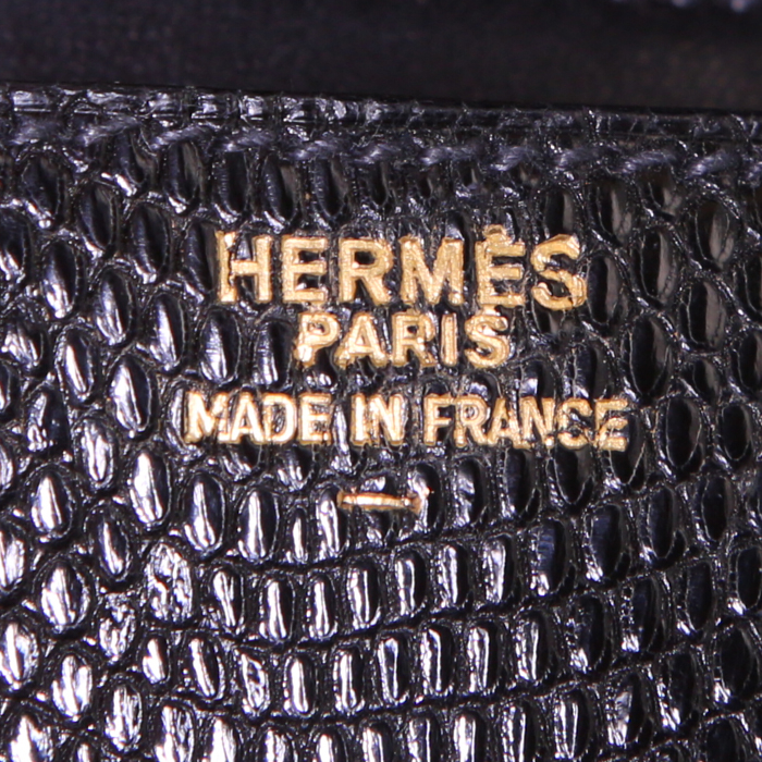 Sac bandoulière Hermès  Constance mini  en lézard noir - Detail D4