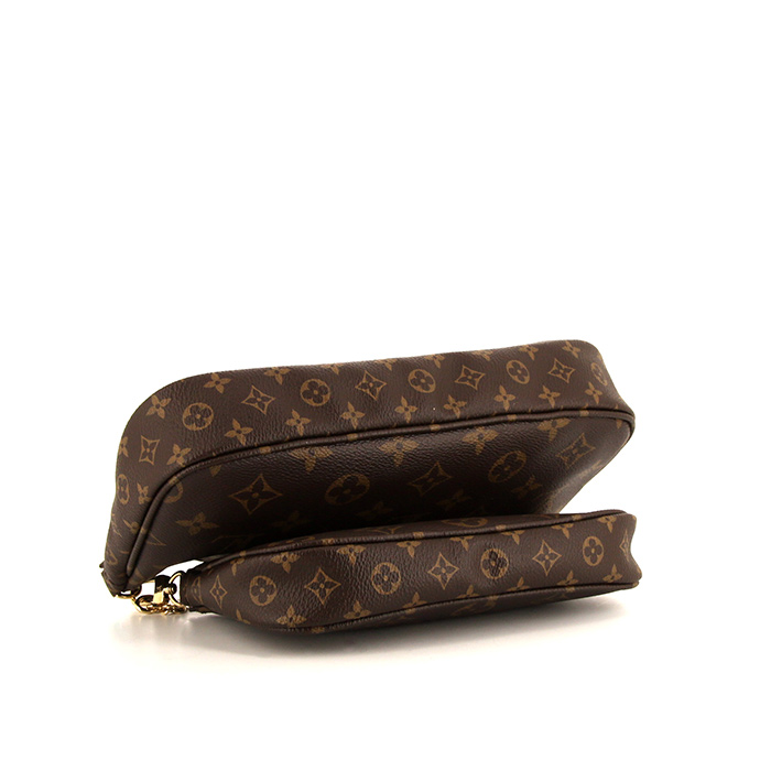 Sac/pochette Louis Vuitton Multi-Pochette Accessoires en toile monogram marron et cuir naturel - Detail D5