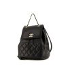 Chanel backpack in black grained leather - 00pp thumbnail