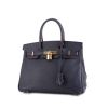 Hermes Birkin 30 cm handbag in navy blue togo leather and burgundy piping - 00pp thumbnail