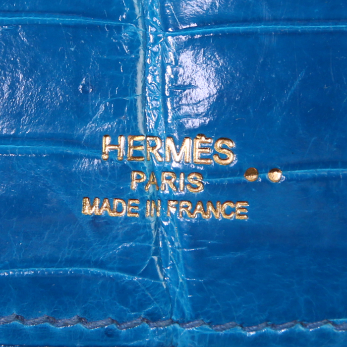 Bolsito de mano Hermès Kelly Cut en cocodrilo niloticus azul - Detail D3