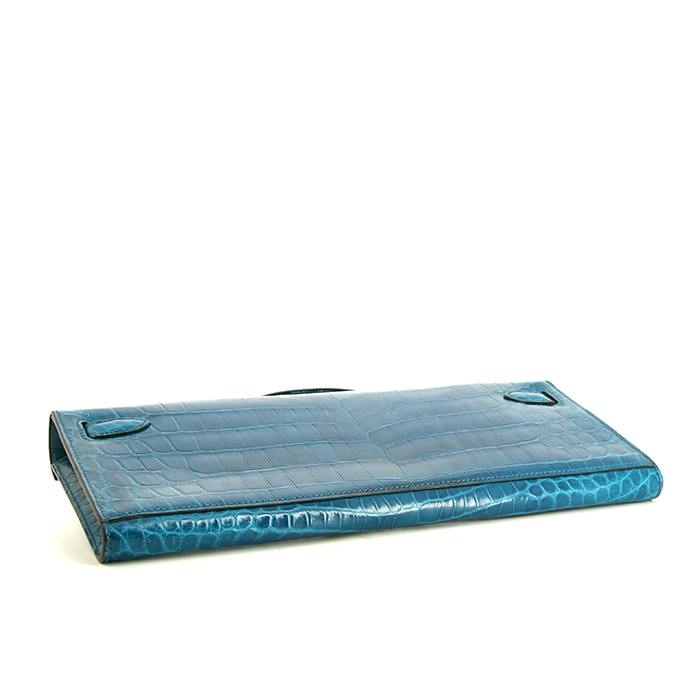 Hermès Kelly Cut pouch in blue niloticus crocodile - Detail D5