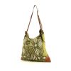 Hermès Silk City handbag in khaki silk and brown Barenia leather - 00pp thumbnail