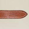 Hermès Silk City handbag in khaki silk and brown Barenia leather - Detail D3 thumbnail
