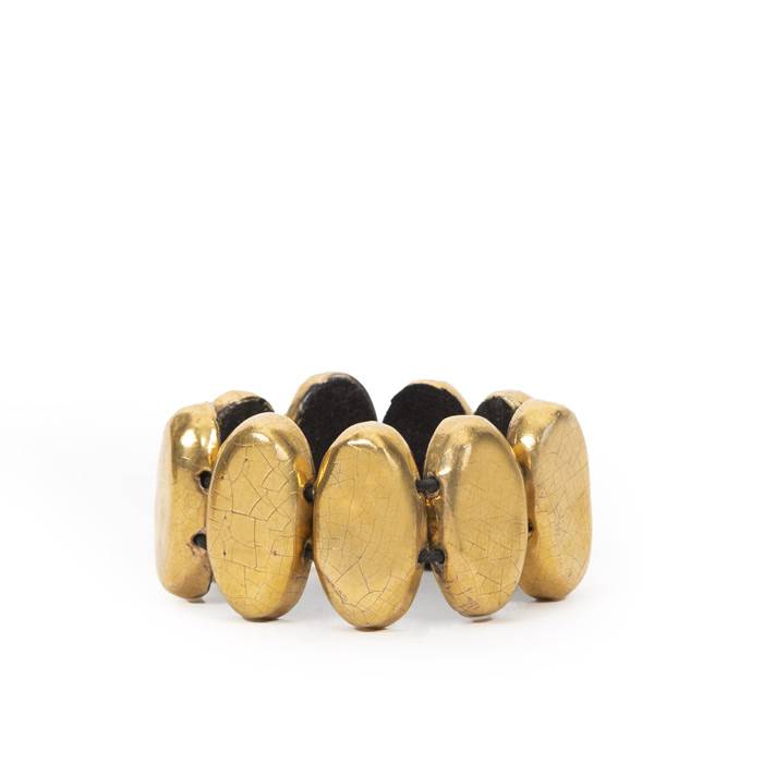 Mithé Espelt, Bracelet, bijoux en terre estampée et or craquelé, des années 1950 - 00pp