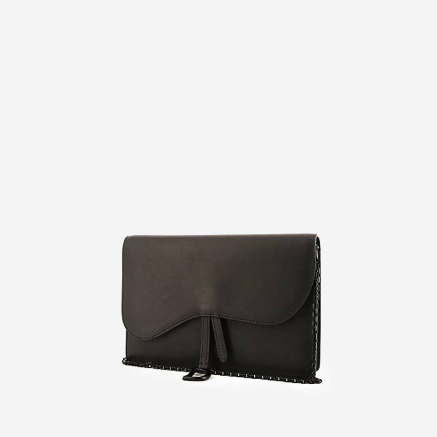 Borsa/pochette Dior Slim Saddle in pelle nera