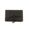 Dior Slim Saddle handbag/clutch in black leather - 360 thumbnail