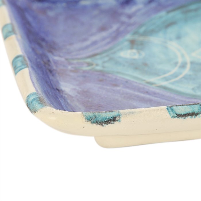 Guido Gambone, rectangular “Fish” plate, majolica, signed, probably circa 1950
