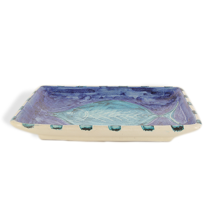 Guido Gambone, rectangular “Fish” plate, majolica, signed, probably circa 1950 - Detail D3