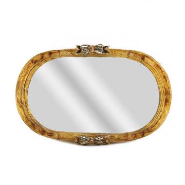 Line Vautrin, miroir ovale "Pompadour", en talosel et miroirs, signé, avec son certificat d'authenticité, vers 1965