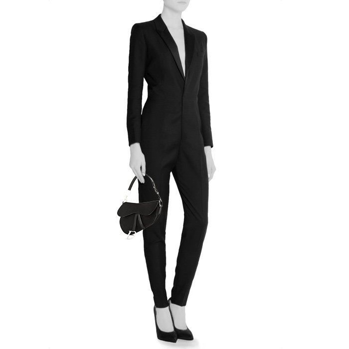 Dior Saddle handbag in canvas and black leather - Detail D1