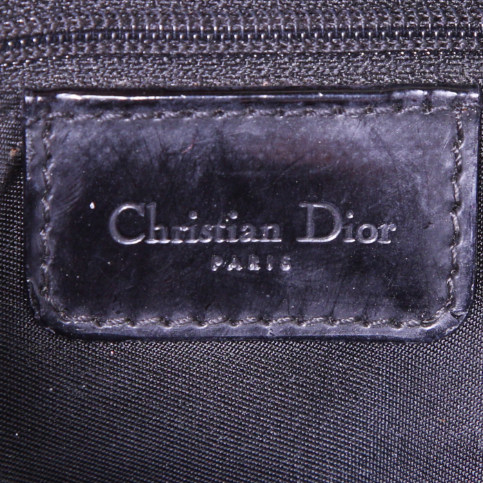 Bolso de mano Dior Saddle en lona y cuero negro - Detail D3