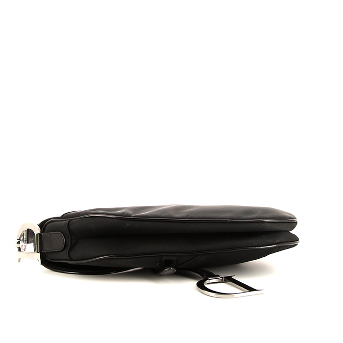 Dior Saddle handbag in canvas and black leather - Detail D4