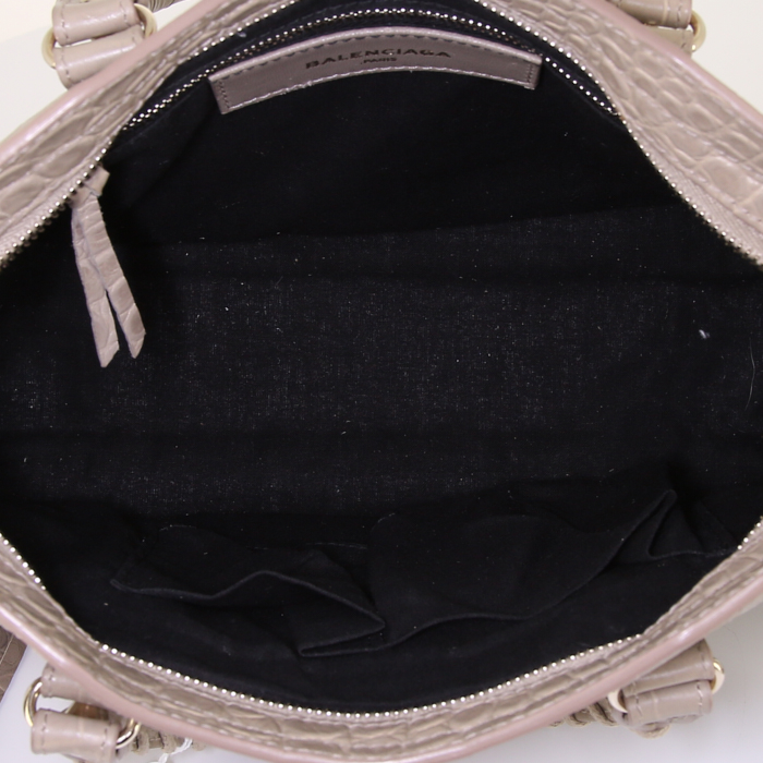 Borsa Balenciaga Classic City in pelle beige simil coccodrillo - Detail D3