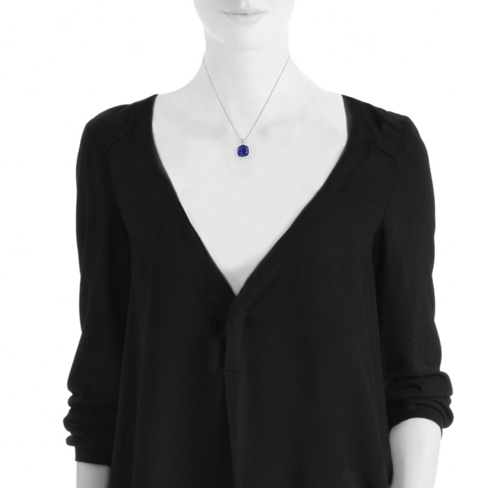 Pomellato Capri necklace in white gold, diamonds and lapis-lazuli - Detail D1