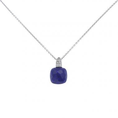 Pomellato Capri necklace in white gold,  diamonds and lapis-lazuli