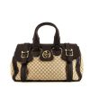 Gucci Vintage handbag in beige and brown canvas and brown leather - 360 thumbnail